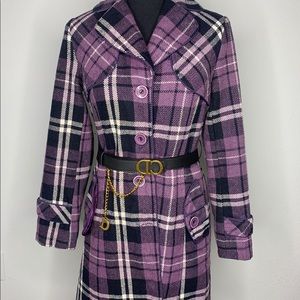 purple plaid coat